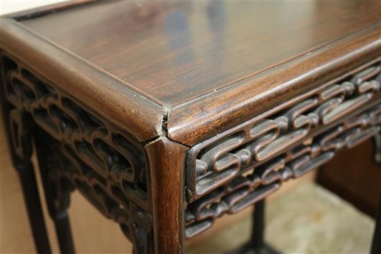 A nest of Chinese hardwood tables W.51cm